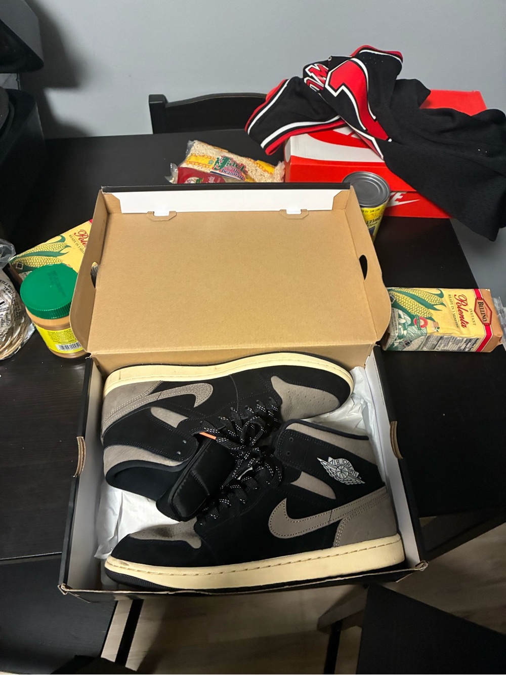 Jordan Air 1 High Top Sneakers in Black and Gray